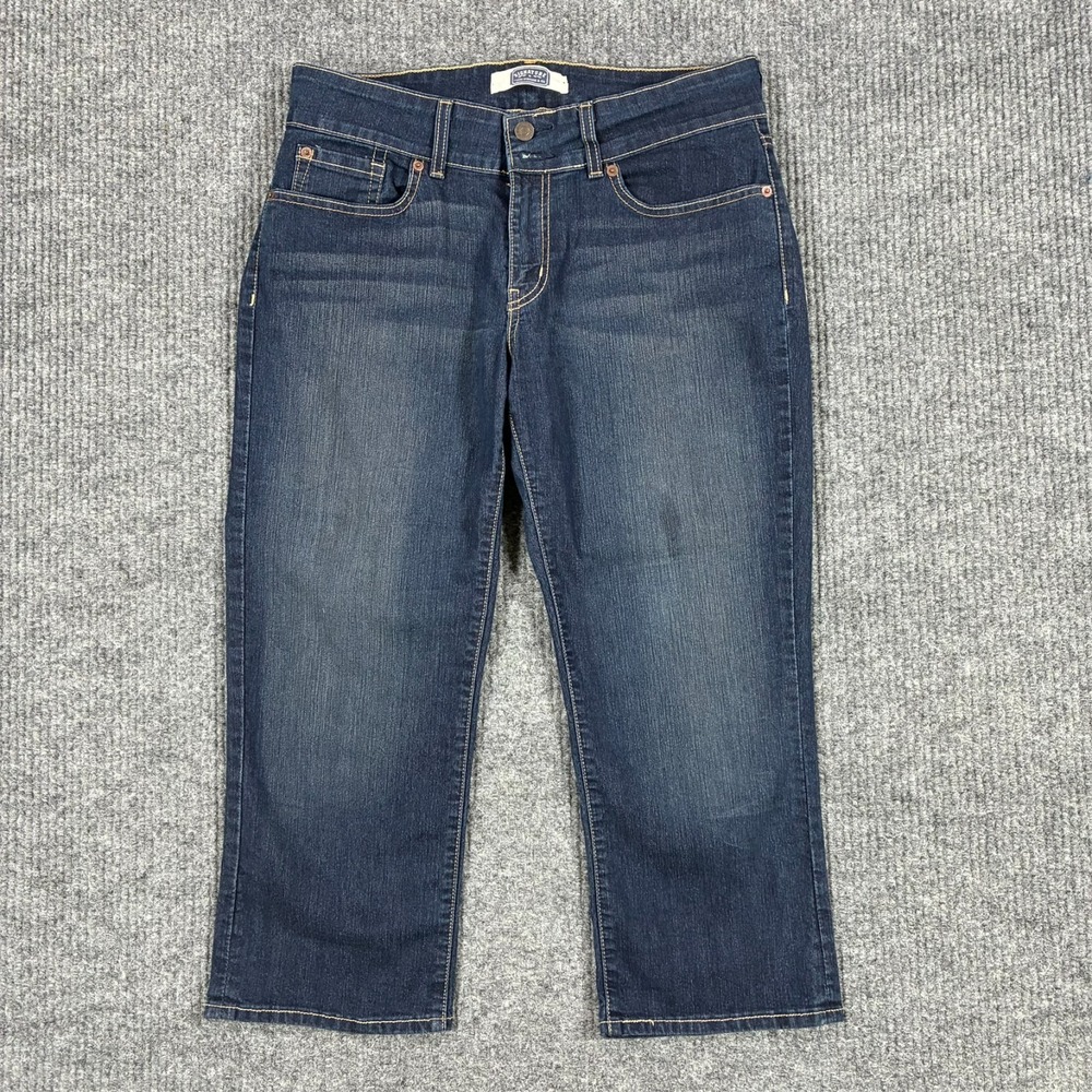Levi Strauss Signature Womens Cropped Jeans Size 12 Mid Rise Dark Wash Denim